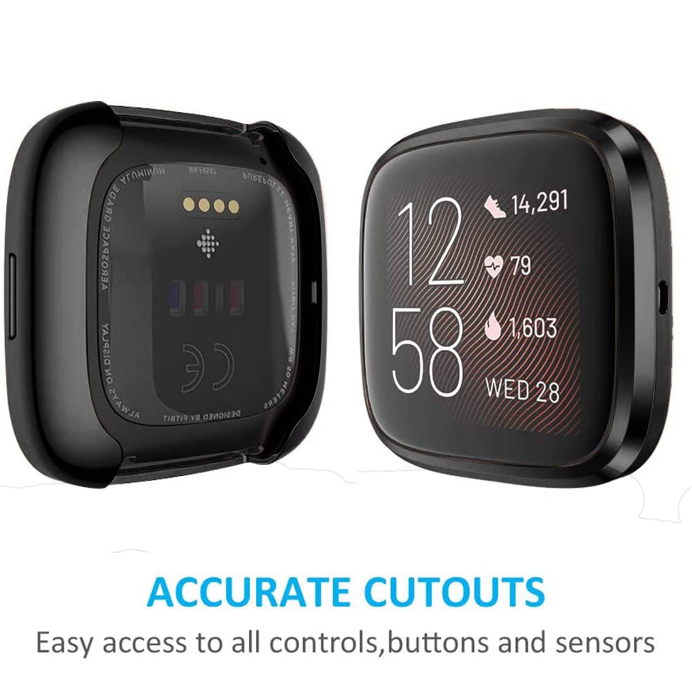Sounce Screen Protector Compatible with Fitbit Versa 2 Case, Ultra-Thin Slim Soft TPU Protective Case All-Around Full Cover Bumper Shell for Fitbit Versa 2 Smart Watch