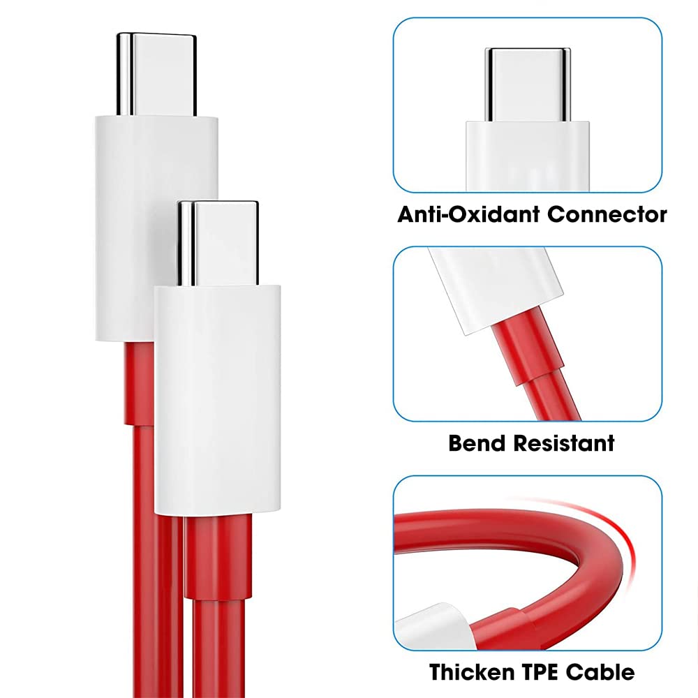 Sounce Type-C to Type-C Cable 65W Compatible with OnePlus 9 Pro 9 8T Fast Charging Cable 6.5A Warp Charge USB C to USB C Cable, 1 mtr Super Fast Charging Cord Compatible with S21 S21 Ultra Fold 3