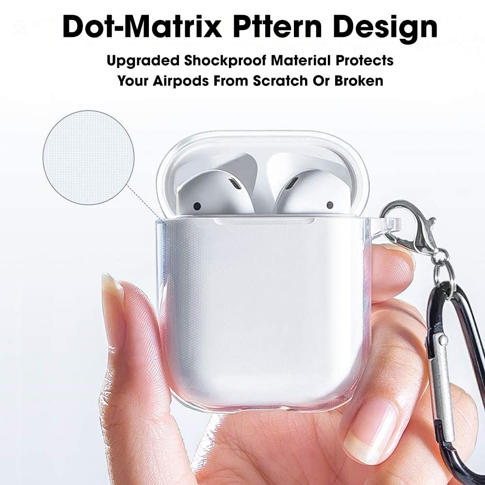 Sounce Compatible with AirPods Case, Clear Shockproof AirPods TPU Protective Cover with Keychain [Front LED Visible & Supports Wireless Charging] Accessories for AirPods 2 & 1 Case – Transparent