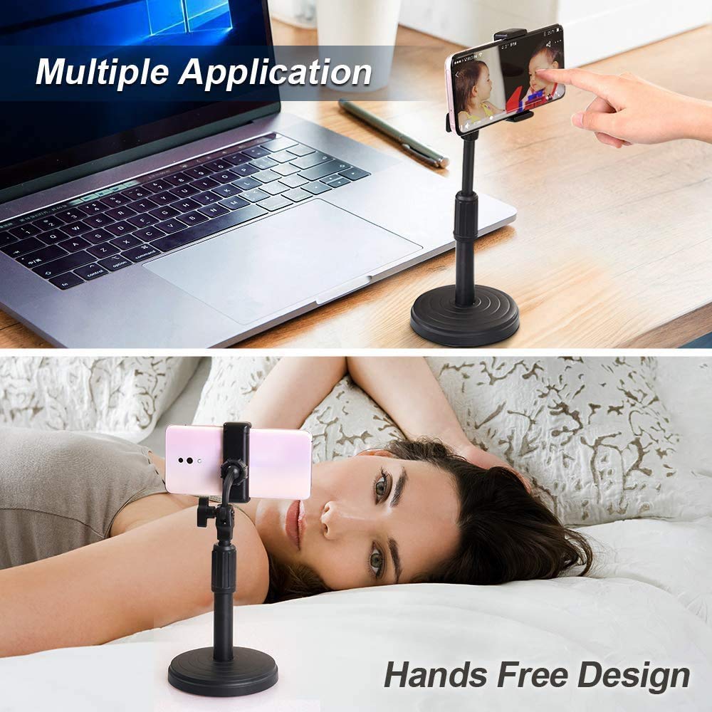 Sounce Phone Stand Height Angle Adjustable Cell Phone Stand Phone Holder for Desk Compatible with OnePlus Redmi Samsung Mi Oppo Vivo iPhone12 Mini 11 Pro Xs Xr X 8 7 Plus, All Smartphones (Black)