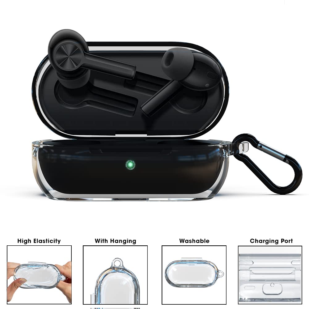 Sounce Silicone Protective Case Cover for OnePlus Earbuds Z2 TWS, Anti Fall Anti Dust, with Hook Earphone Case [Case Cover only]