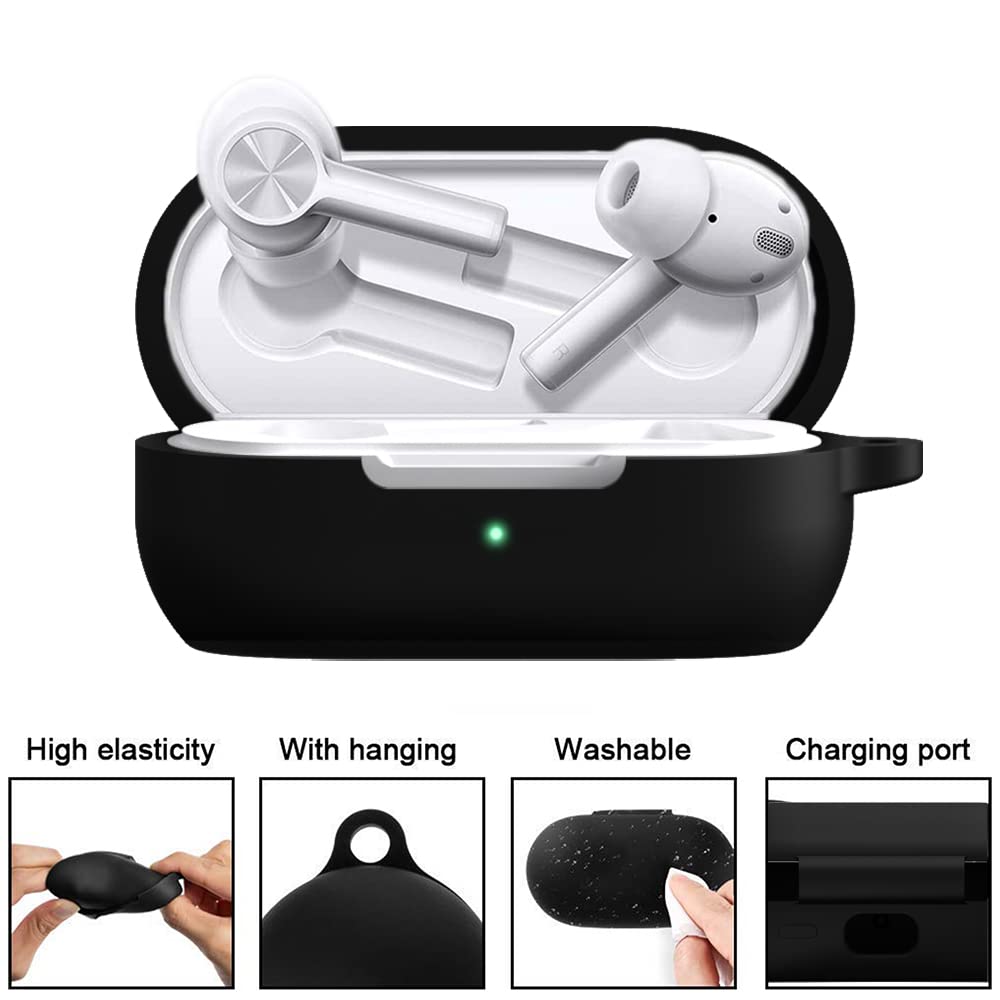 Sounce Silicone Protective Case Cover for OnePlus Earbuds Z2 TWS, Anti Fall Anti Dust, with Hook Earphone Case [Case Cover only]