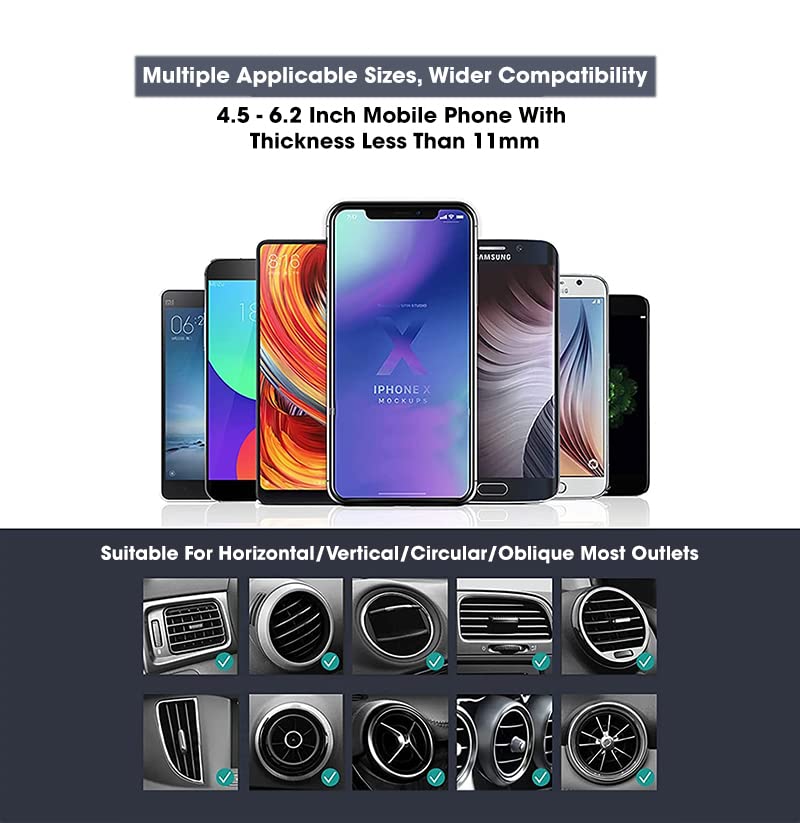 Sounce Car Phone Mount, Air Vent Cell Phone Holder for Car, Universal Car Phone Holder Cradle Compatible with All Smartphones