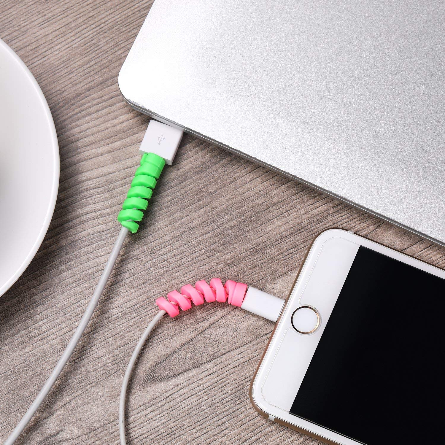 Sounce Spiral Charger Cable Protector Data Cable Saver Charging Cord Protective Cable Cover Headphone MacBook Laptop Earphone Cell Phone Set of 2 (Cable Protector (8 Units))
