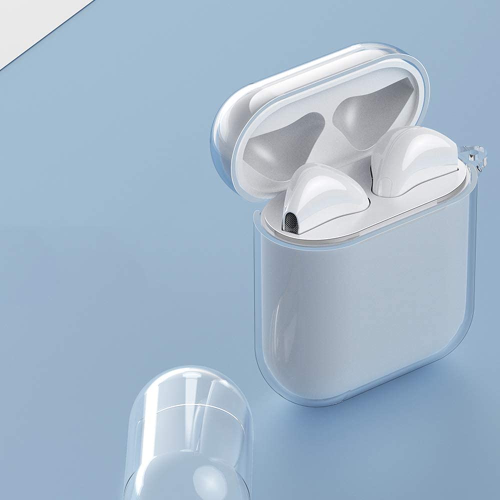 Sounce Compatible with AirPods Case, Clear Shockproof AirPods TPU Protective Cover with Keychain [Front LED Visible & Supports Wireless Charging] Accessories for AirPods 2 & 1 Case – Transparent