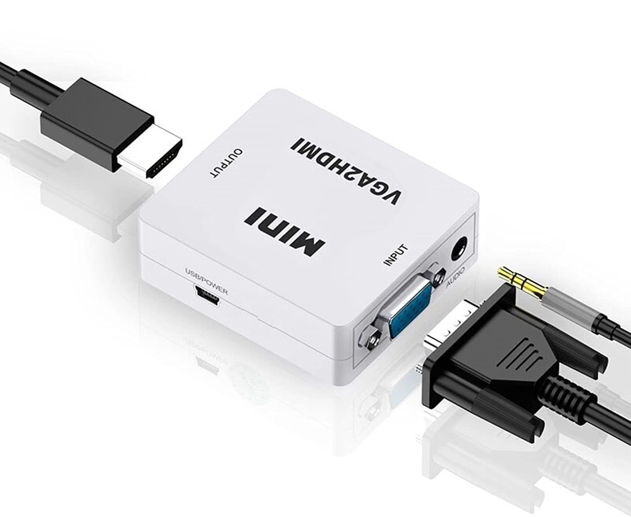 Sounce VGA to HDMI 1080P Full HD Mini VGA to HDMI Audio Video Converter Adapter Box with USB Cable and 3.5mm Audio Port Cable Support HDTV for PC Laptop Display Computer Mac Projector
