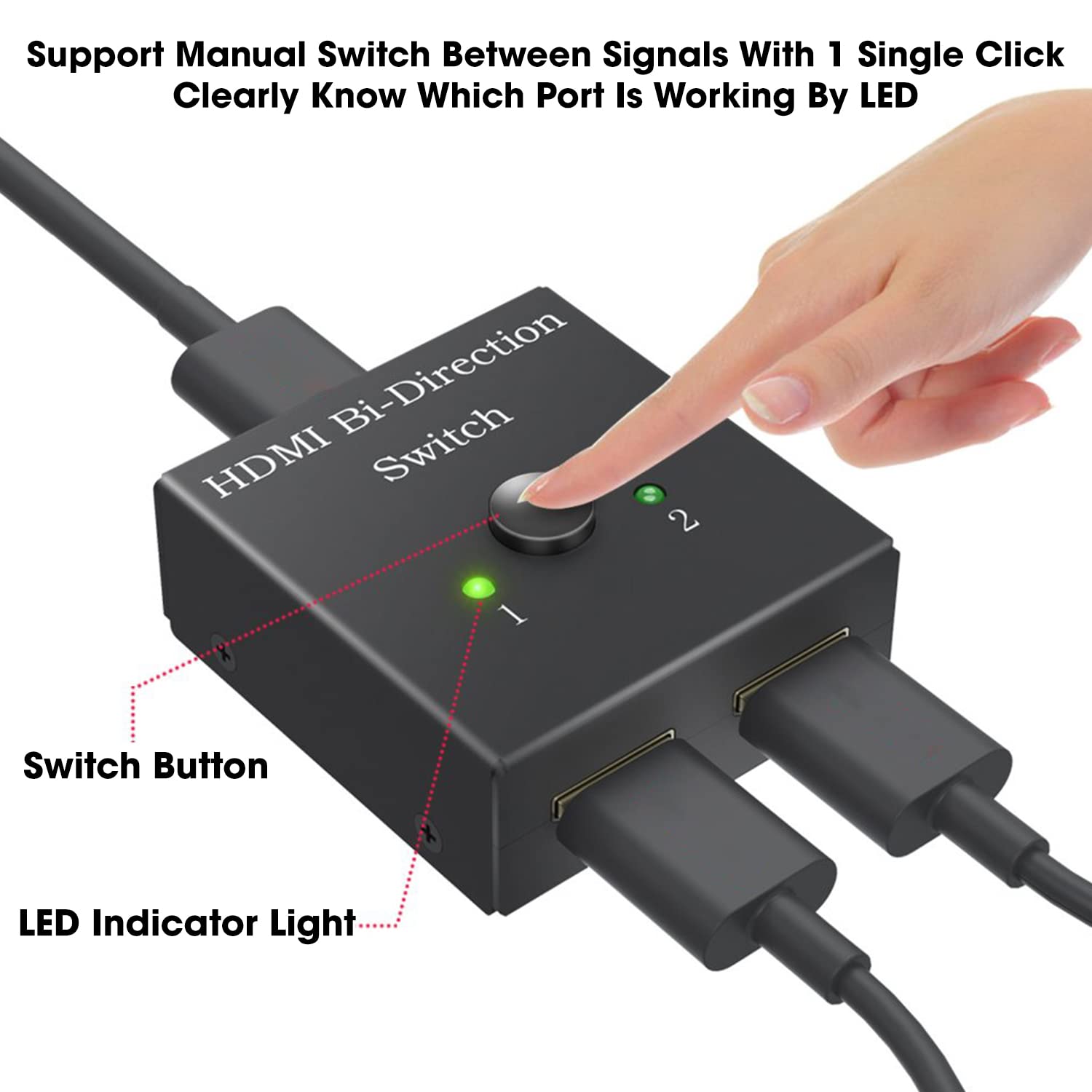 Sounce HDMI Switch 2 in 1 Out 4K 60hz HDMI Switcher 2 Port, Bi-Directional HDMI Switch Splitter 2 x 1/1 x 2, No Power Required, Sharing HD Video, PC Gaming Accessories