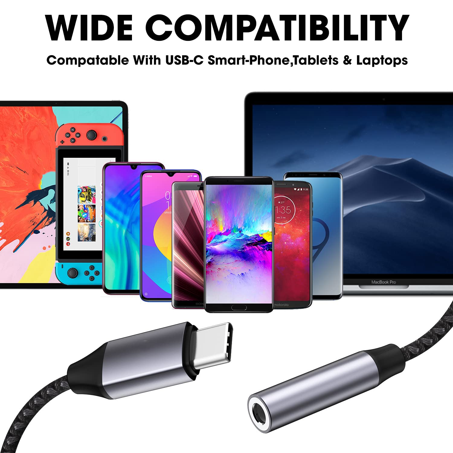 USB C Headphone Adapter for Samsung Galaxy Note 10/10+, Fold, Tab S6, Type C