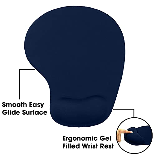 Sounce Mouse Pad, Ergonomic Mouse Pad with Comfortable Gel Wrist Rest Support and Lycra Cloth, Non-Slip PU Base for Easy Typing Pain Relief, Durable and Washable, Classic (Blue)