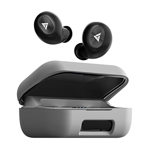 Sounce Earphone Case Cover Compatible with Boult Audio AirBass PowerBuds, Soft Silicone Skin Case Cover Shock-Absorbing Protective Case with Keychain [Front LED Visible] -(Black)  INR₹19900INR₹199.0