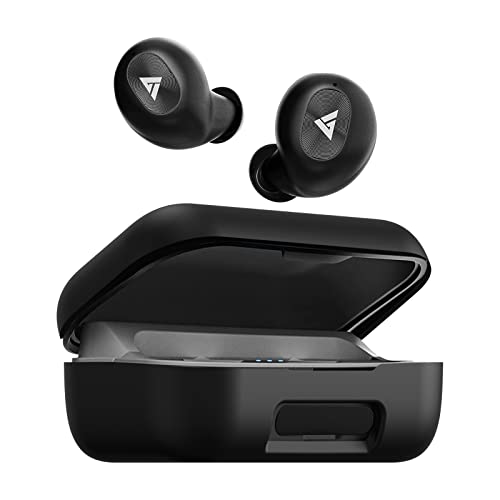 Sounce Earphone Case Cover Compatible with Boult Audio AirBass PowerBuds, Soft Silicone Skin Case Cover Shock-Absorbing Protective Case with Keychain [Front LED Visible] -(Black)  INR₹19900INR₹199.0