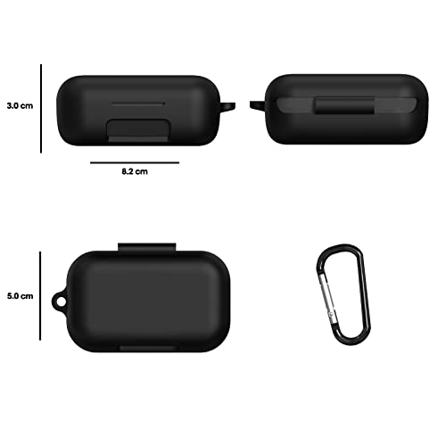 Sounce Earphone Case Cover Compatible with Boult Audio AirBass PowerBuds, Soft Silicone Skin Case Cover Shock-Absorbing Protective Case with Keychain [Front LED Visible] -(Black)  INR₹19900INR₹199.0