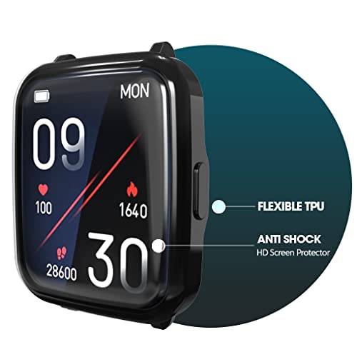 Sounce Watch Case Compatible for Fire-Boltt Ninja 3 Tempered Glass Screen Protector,HD Clear Touch Sensitive Ultra Thin PET Protective Cover