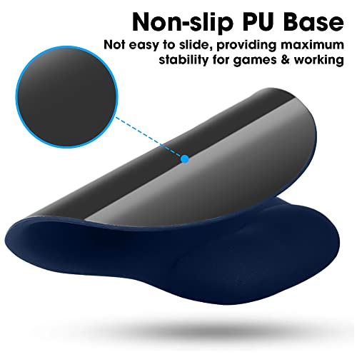 Sounce Mouse Pad, Ergonomic Mouse Pad with Comfortable Gel Wrist Rest Support and Lycra Cloth, Non-Slip PU Base for Easy Typing Pain Relief, Durable and Washable, Classic (Blue)