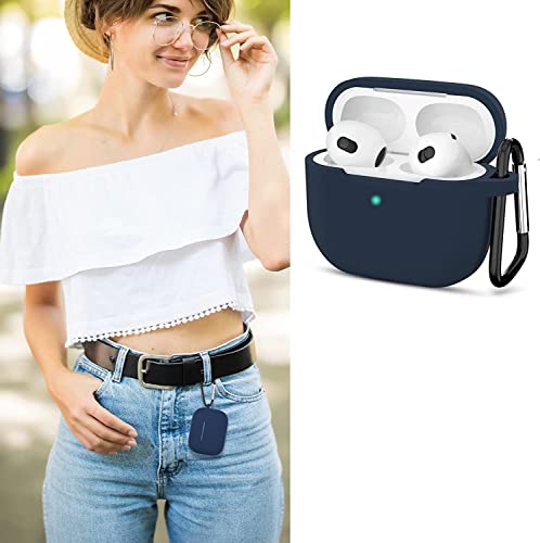 Sounce Air Pods 3 Case Cover with Keychain Neck, Protective Silicone Case Skin Compatible with Air Pods 3rd Generation (2021 Released), Shockproof, Supports Wireless Charging