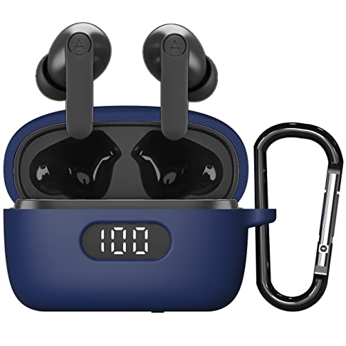 Sounce Earphone Case Cover for Boat Airdopes 121 Pro, Soft Silicone Skin Case Cover Shock-Absorbing Protective Case with Keychain [Front LED Visible