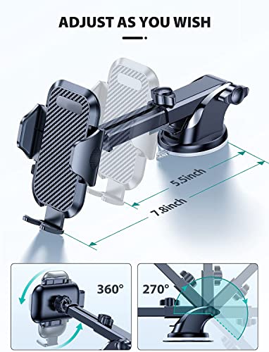 Sounce Universal Phone Mount for Car [Solid & Durable] Car Mobile Phone Holder Mount for Dashboard 360° Rotational, Strong Suction Cup, Compatible with 4 to 7-inch Devices
