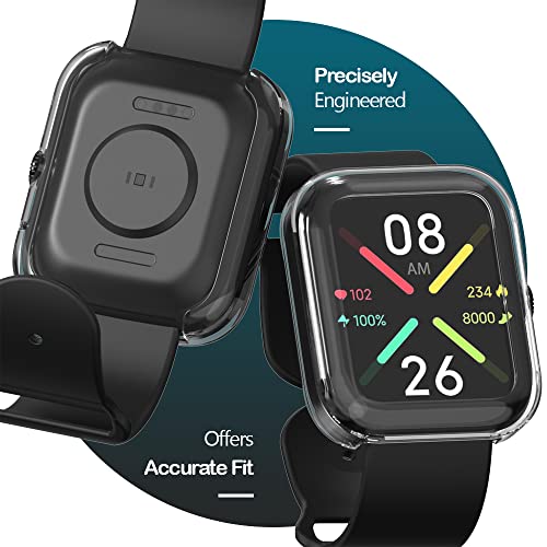 Sounce Watch Case Compatible with ‎Noise Colorfit Pulse Go Buzz Tempered Glass Screen Protector, HD Clear Touch Sensitive Ultra-Thin TPU Protective Cover (Black)