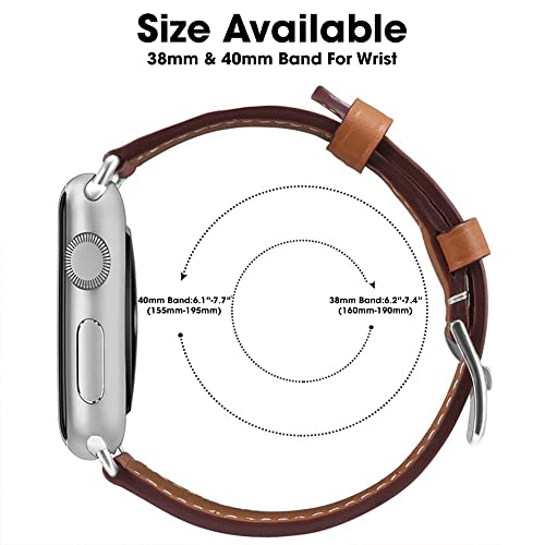 Sounce Compatible for i Watch Band 38mm 40mm 42mm 44mm Adjustable PU Leather Wristband Loop for Watch Series 6/5/4/3/2/1, SE