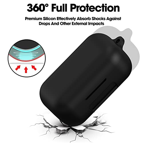 Sounce Earphone Case Cover Compatible with Boult Audio AirBass PowerBuds, Soft Silicone Skin Case Cover Shock-Absorbing Protective Case with Keychain [Front LED Visible] -(Black)  INR₹19900INR₹199.0