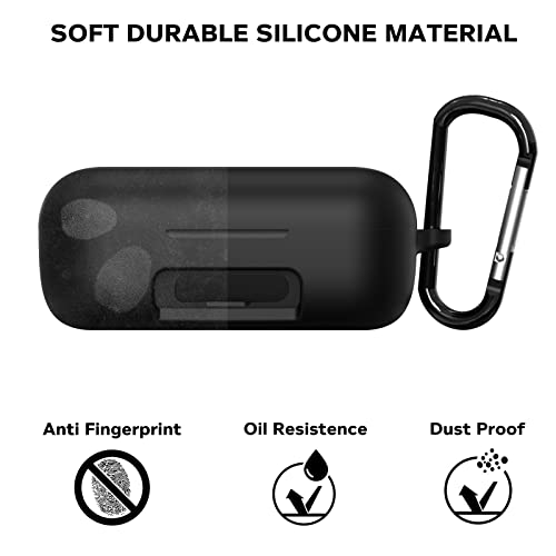 Sounce Earphone Case Cover Compatible with Boult Audio AirBass PowerBuds, Soft Silicone Skin Case Cover Shock-Absorbing Protective Case with Keychain [Front LED Visible] -(Black)  INR₹19900INR₹199.0
