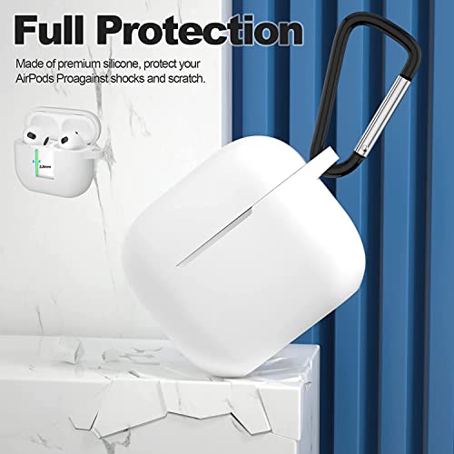 Sounce Air Pods 3 Case Cover with Keychain Neck, Protective Silicone Case Skin Compatible with Air Pods 3rd Generation (2021 Released), Shockproof, Supports Wireless Charging