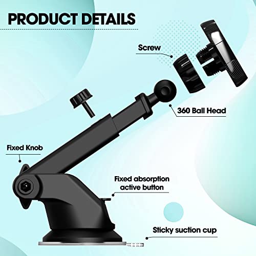 Sounce Car Phone Mount Magnetic, Car Dashboard, Windshield, and Air Vent Mount, Phone Holder, Universal Magnetic Phone Car Mount with Powerful Suction Cup Built-in Strong 6 Magnets for all Cell Phones