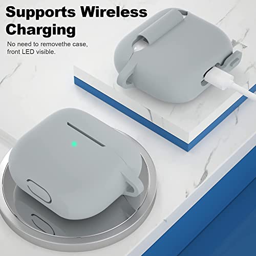 Sounce Air Pods 3 Case Cover with Keychain Neck, Protective Silicone Case Skin Compatible with Air Pods 3rd Generation (2021 Released), Shockproof, Supports Wireless Charging [Grey]