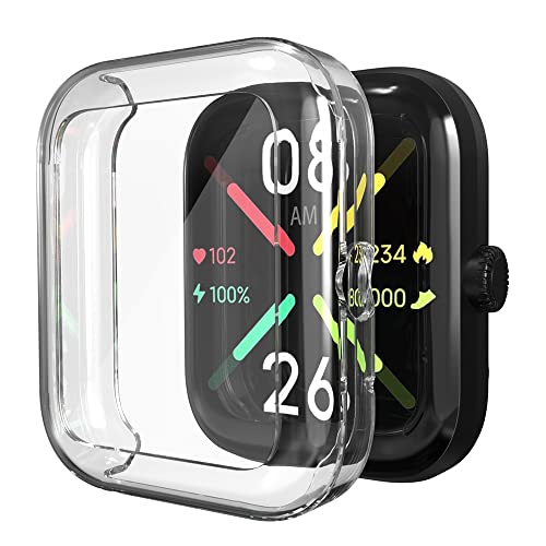 Sounce Watch Case Compatible with ‎Noise Colorfit Pulse Go Buzz Tempered Glass Screen Protector, HD Clear Touch Sensitive Ultra-Thin TPU Protective Cover (Black)