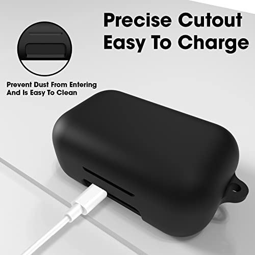 Sounce Earphone Case Cover Compatible with Boult Audio AirBass PowerBuds, Soft Silicone Skin Case Cover Shock-Absorbing Protective Case with Keychain [Front LED Visible] -(Black)  INR₹19900INR₹199.0