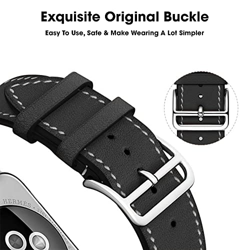 Sounce Compatible for i Watch Band 38mm 40mm 42mm 44mm Adjustable PU Leather Wristband Loop for Watch Series 6/5/4/3/2/1, SE