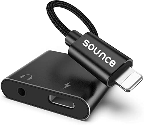 Sounce Replacement for iPhone Charger and Headphones Adapter iPhone Splitter, MFi Charger and Aux Adapter Earphone Audio Dual Lightning Charging Dongle for iPhone 13 12 11 Pro Max 7 8 SE X XS (Black)