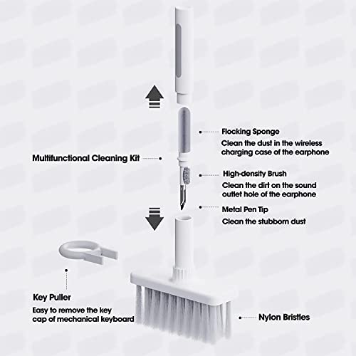 Sounce Cleaning Soft Brush Keyboard Cleaner 5-in-1 Multi-Function Computer Cleaning Tools Kit Corner Gap Duster Keycap Puller for Bluetooth Earphones Lego Laptop AirPods Pro Camera Lens