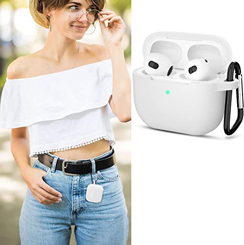 Sounce Air Pods 3 Case Cover with Keychain Neck, Protective Silicone Case Skin Compatible with Air Pods 3rd Generation (2021 Released), Shockproof, Supports Wireless Charging