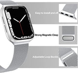 Sounce Metal Stainless Steel Bands Compatible with Watch Bands, Loop Magnetic Milanese Mesh Strap for iWatch Series 8 7 6 5 4 3 2 SE [Watch NOT Included] (42MM 44MM 45MM / 49MM Ultra, Black)