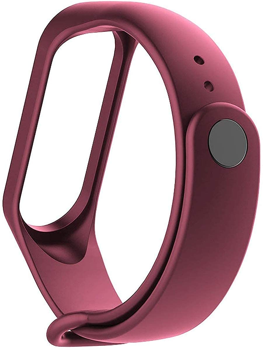 Sounce Silicone Adjustable Watch Band Strap For Xiaomi Mi Band 3/ Mi Band 4 (Not Compatible For Mi Band 1/2) (Red Vine)
