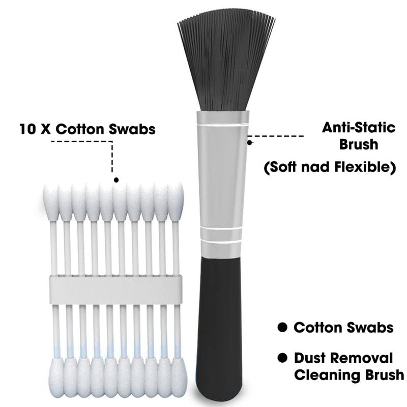 Sounce Essentials Professional 6-in-1 Cleaning Kit for Cameras & Sensitive Electronics (Includes: Air Blower, Cotton Swabs, Suede + Plush Micro-Fiber Cloth, Cleaning Brush, Cleaning Solution)