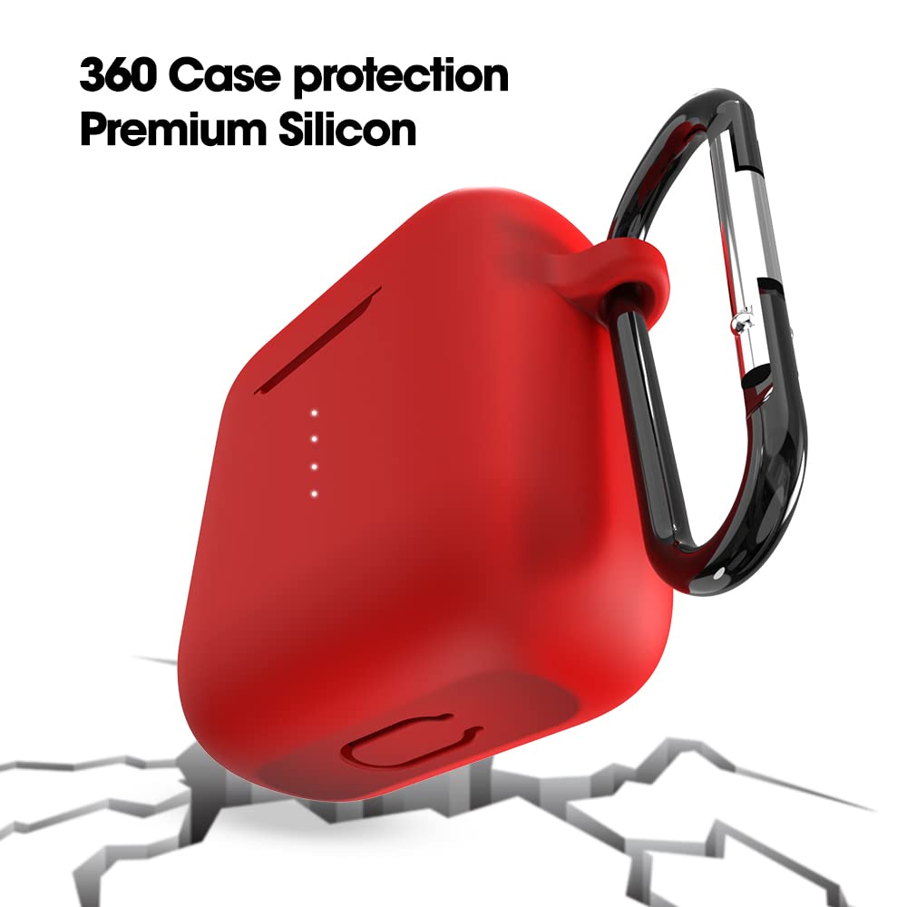Sounce Compatible with Boat Airdopes 141, Soft Silicone Skin Case Cover Shock-Absorbing Protective Case with Keychain [Front LED Visible]