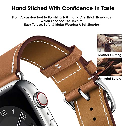 Sounce Compatible for i Watch Band 38mm 40mm 42mm 44mm Adjustable PU Leather Wristband Loop for Watch Series 6/5/4/3/2/1, SE