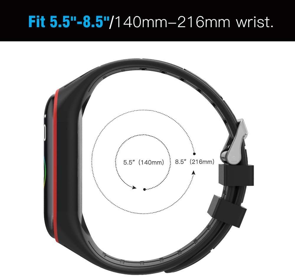 Sounce Adjustable Xiaomi Mi Band 3/ Mi Band 4 Watch Silicone Strap Band (Not Compatible with Mi Band 1/2)