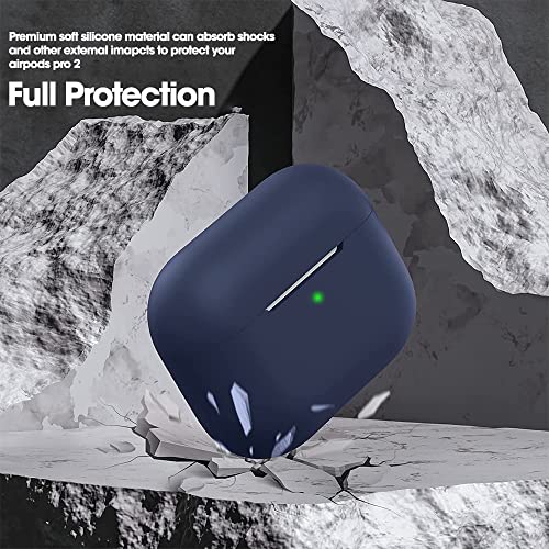 Sounce Airpods Pro 2nd Generation Case Cover 2022, Soft Silicone Skin Cover Shock-Absorbing Protective Case with Keychain for New Apple Airpods Pro Case [Front LED Visible] (Black)