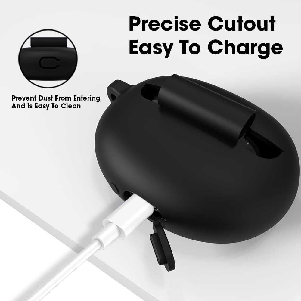 Sounce Earphone Case Cover Compatible with Boat Airdopes 181, Soft Silicone Skin Case Cover Shock-Absorbing Protective Case with Keychain [Front LED Visible]