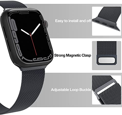 Milanese Magnetic Stainless Steel Mesh Clasp Loop Band for Apple Watch