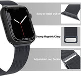 Sounce Metal Stainless Steel Bands Compatible with Watch Bands, Loop Magnetic Milanese Mesh Strap for iWatch Series 8 7 6 5 4 3 2 SE [Watch NOT Included] (42MM 44MM 45MM / 49MM Ultra, Black)