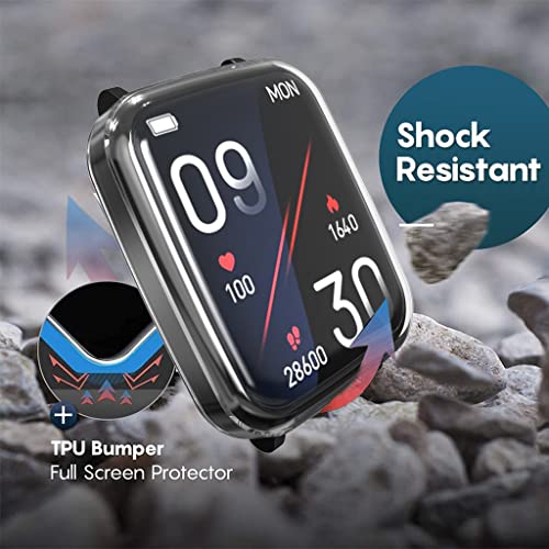 Sounce Watch Case Compatible for Fire-Boltt Ninja 3 Tempered Glass Screen Protector,HD Clear Touch Sensitive Ultra Thin PET Protective Cover