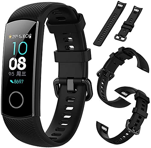Sounce Adjustable Honor Band 4/ Honor Band 5 Watch Silicone Strap Band Bracelet (Black)