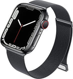 Sounce Metal Stainless Steel Bands Compatible with Watch Bands, Loop Magnetic Milanese Mesh Strap for iWatch Series 8 7 6 5 4 3 2 SE [Watch NOT Included] (42MM 44MM 45MM / 49MM Ultra, Black)