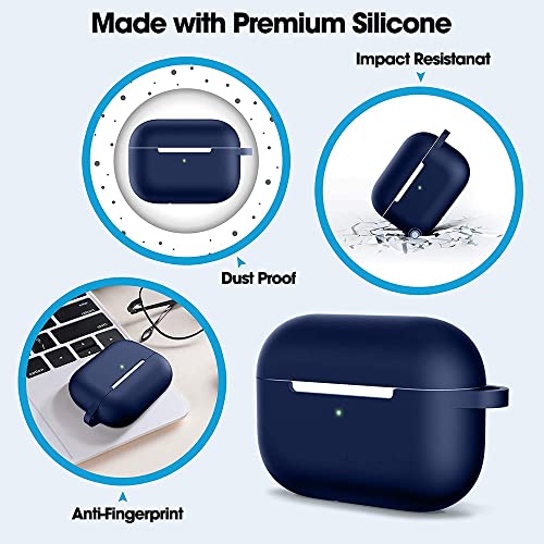 Sounce Airpods Pro 2nd Generation Case Cover 2022, Soft Silicone Skin Cover Shock-Absorbing Protective Case with Keychain for New Apple Airpods Pro Case [Front LED Visible] (Black)