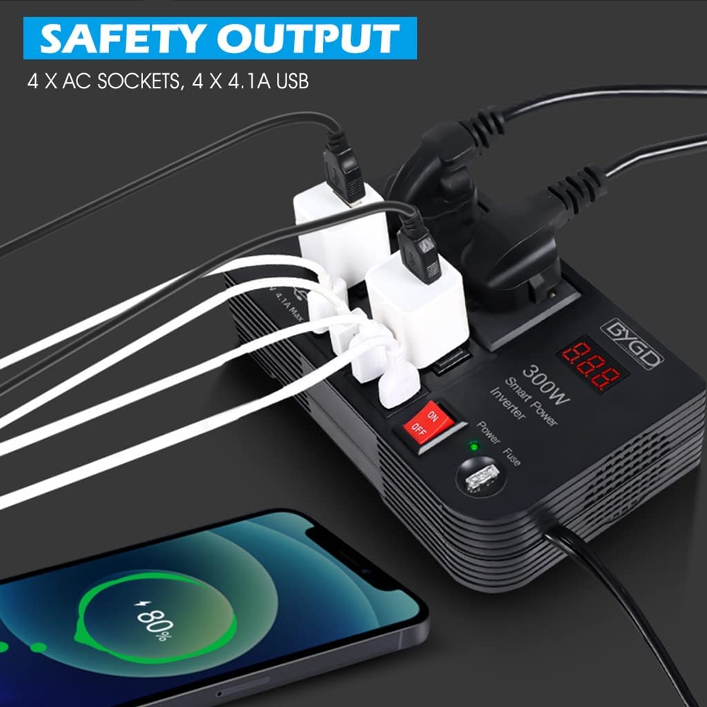 Sounce 200W Car Inverter Car Charging Adapter with Switch Car Charging