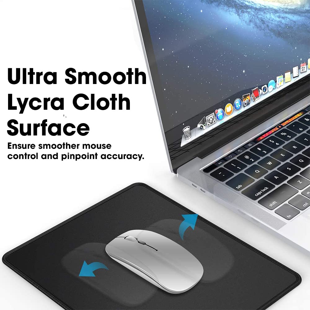 Sounce Speed Type Mouse Pad (250x210x2mm) | Antifray Stitched Edges, Non-Slip Rubber Base – Black | Mouse Mat for Laptop, PC, Office & Gaming